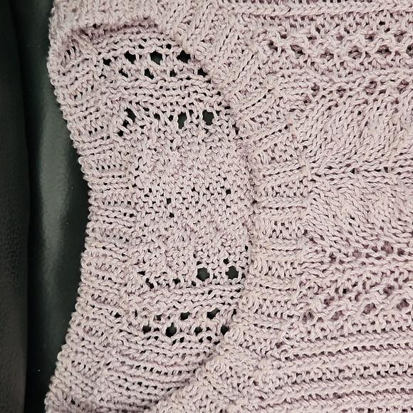 Vintage Sz Small Hand Woven Lavender  Short Sleeve Intricate Knit Top Crew Neck - Picture 4 of 8